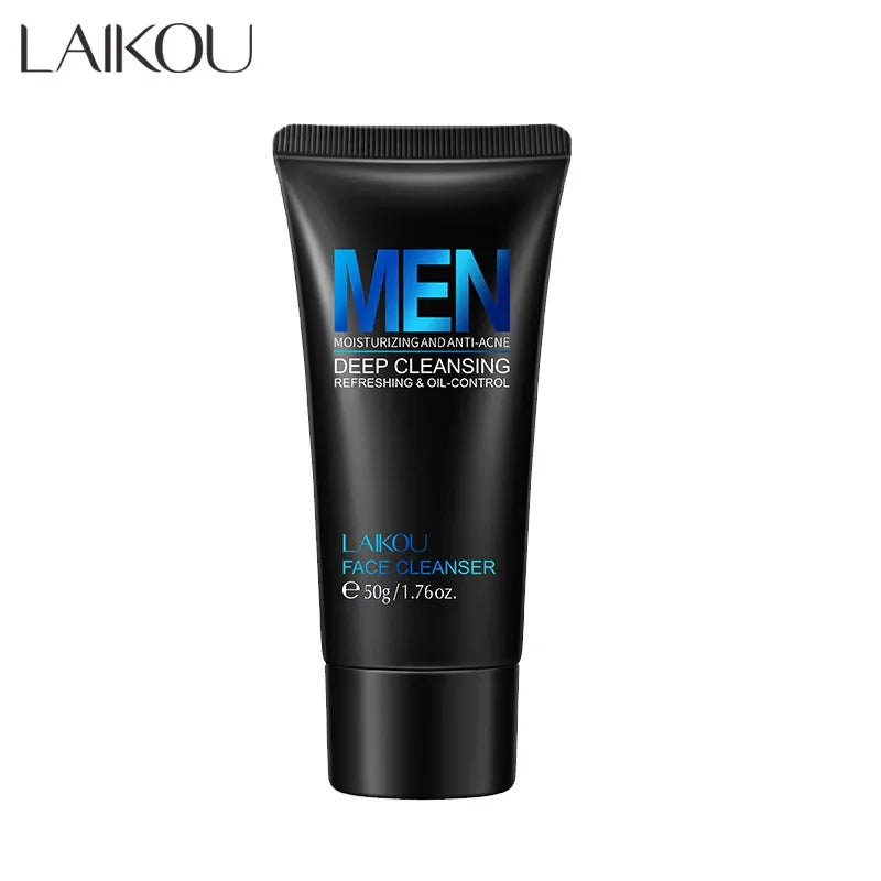 LAIKOU Men Facial Cleanser Face Wash Moisturizing Man Skin Care Oil Control Blackhead Remove Scrub Cosmetics Deep Norishing 50g